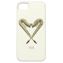 Two Golden Saxophones Heart Shape on iPhone 5 Case at Zazzle