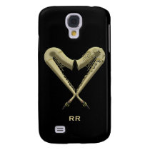 Two Golden Saxophones in Heart Shape Galaxy S4 Samsung Galaxy S4  Case at Zazzle