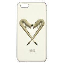 Two Golden Saxophones in Heart Shape on iPhone 5 iPhone 5C Cover  at Zazzle