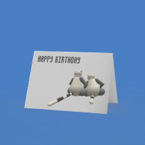 Two Gray and Beige fur Lemurs Birthday Card