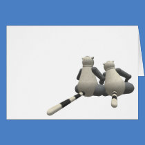 Two Gray and Beige fur Lemurs Card