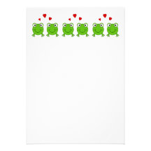 Two green frogs with red hearts. custom announcements