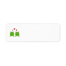 Two green frogs with red hearts. custom return address label