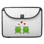 Two green frogs with red hearts. MacBook pro sleeves