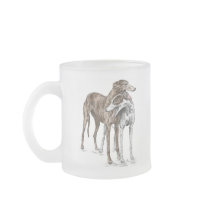 Two Greyhound Dog Friends Frosted Mug Cups