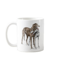 Two Greyhound Dog Friends Mugs
