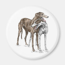 Two Greyhound Dog Friends Refrigerator Magnets