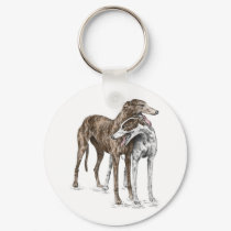 Two Greyhound Dogs keychains
