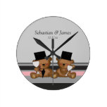 Two Groom Teddy Bears Wall Clock