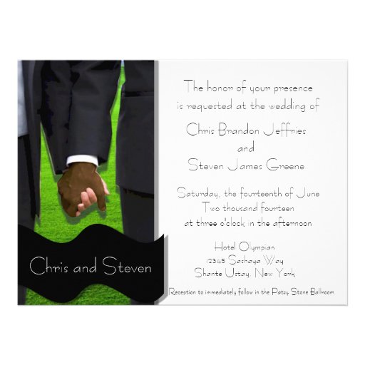 Two Grooms Custom Gay Wedding Invite (Bi-Racial)