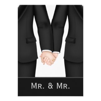 Two Grooms In Suits Wedding Personalized Invitation