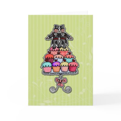 Two Grooms on Cupcakes Greeting Card