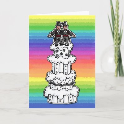 Two Grooms on Rainbow Wedding