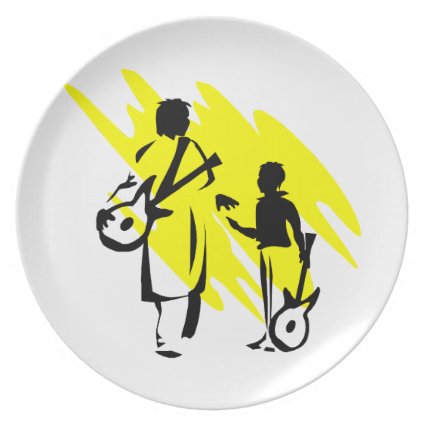 two guitar players outline musician yellow.png dinner plates