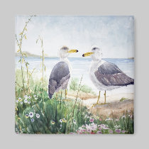 Two Gulls on the shore magnets