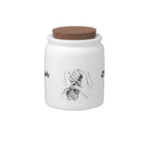 Two Hands with Marbles Pouring Pencil Sketch Candy Jar