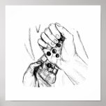 Two Hands with Marbles Pouring Pencil Sketch Poster
