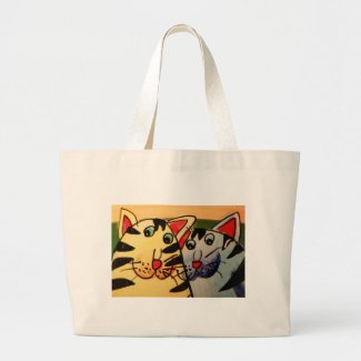 Two happy cats tote bag
