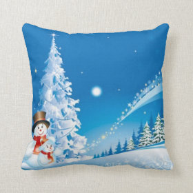 Two Happy Snowmen Throw Pillow