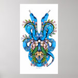 Two Headed Blue snake Poster Print