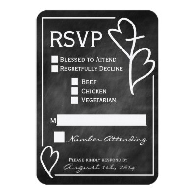 Two Hearts Cross Religious Wedding RSVP Card