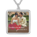 Two hearts custom photo red brown forever love necklace