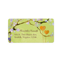 Two Hearts Cute Wedding Return Address Labels label
