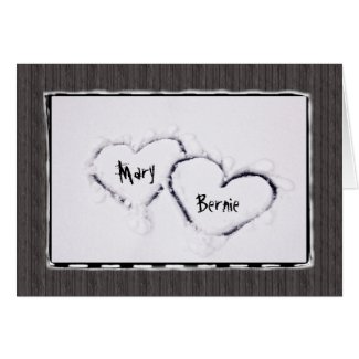 Two Hearts Fresh White Snow Distressed Gray Wood Card