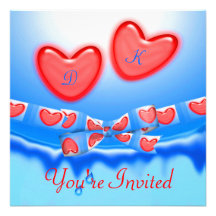 Two Hearts Ice Melting Wedding Personalized Invites