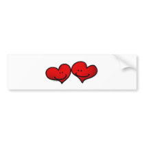 Two hearts in love bumper stickers