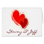 Two hearts in love greeting cards