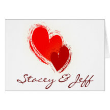 Two hearts in love greeting cards