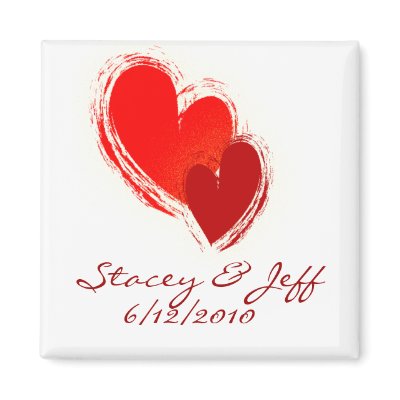 Two hearts in love refrigerator magnets