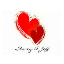 Two hearts in love post card