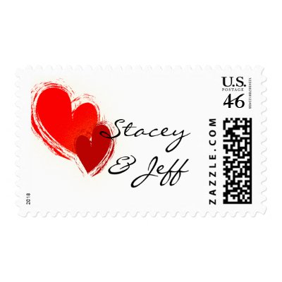 Two hearts in love postage stamps