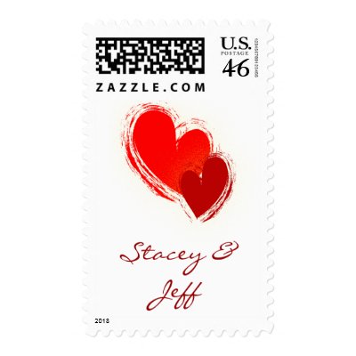 Two hearts in love postage