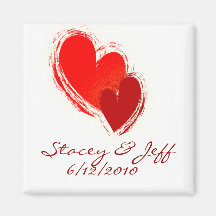 Two hearts in love refrigerator magnets