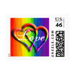 Two Hearts In Love Template Postage Stamp