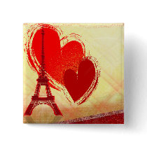 Two hearts in Paris Pinback Buttons