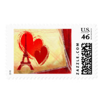 Two hearts in Paris Stamps