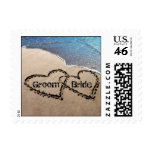 Two Hearts In Sand Wedding Love Postage Stamps