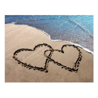 Two Hearts In The Sand Post Card