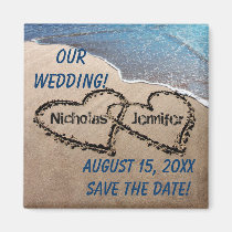 Two Hearts In The Sand Save The Date Magnet magnets