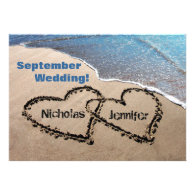 Two Hearts In The Sand Summer Wedding Invitation