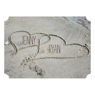 Two Hearts in the Sand Wedding Invitations