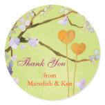 Two Hearts Lime Green Wedding Thank You Sticker