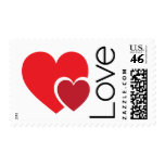 Two hearts modern love heart postage stamp