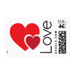 Two hearts modern love heart postage stamp