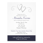 Two Hearts Navy & Silver Bridal Shower Invitation invitations