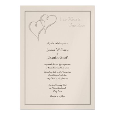Two Hearts One Love Wedding Invitations